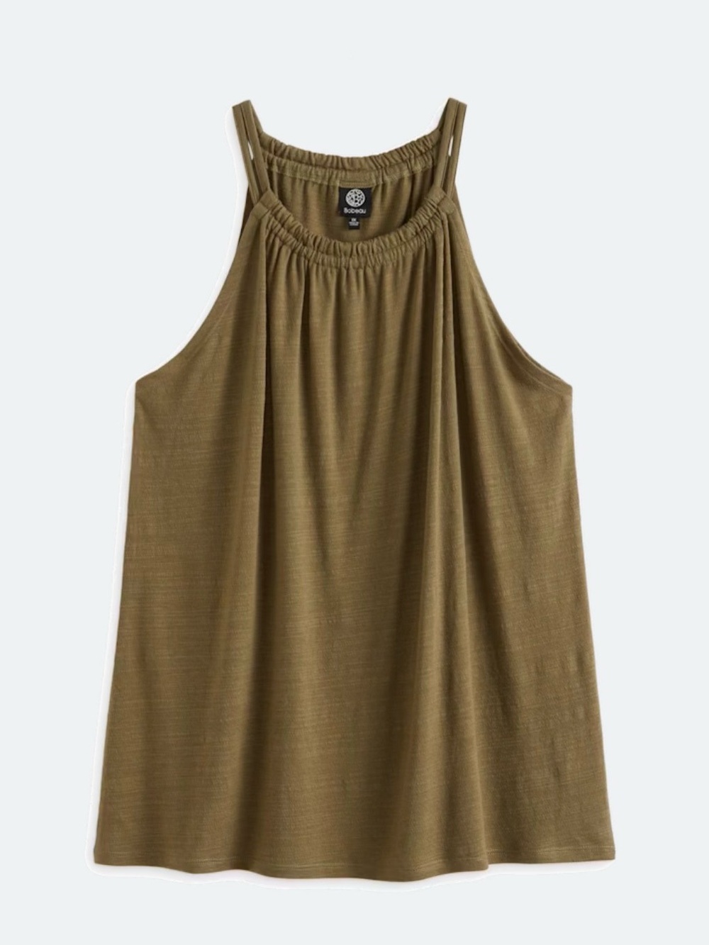 bobeau Olive Halter Tank with Gathered Neckline - Picture 2 of 4